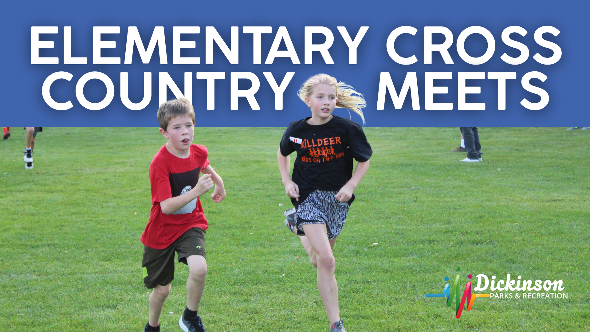 photo of a boy and a girl running on grass