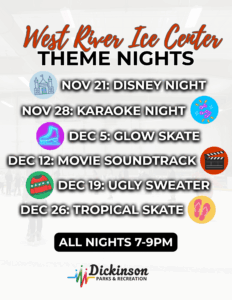 Flyer for the West River Ice Center Theme Nights